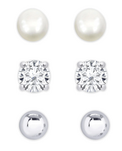 Load image into Gallery viewer, Freshwater Pearl & Stone Sterling Silver 3pc Earring Set