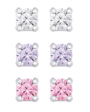 Load image into Gallery viewer, Sterling Silver CZ Studs 3pc Earring Set