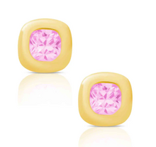 Load image into Gallery viewer, Cushion CZ Stud Earrings In 18K Gold Over Sterling Silver