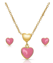 Load image into Gallery viewer, Heart Pendant And Stud Earrings In Pink