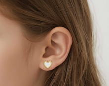 Load image into Gallery viewer, Mother Of Pearl Heart Stud Earrings