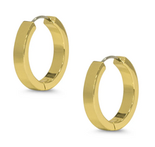 Load image into Gallery viewer, Gold Flat Hoop Earrings