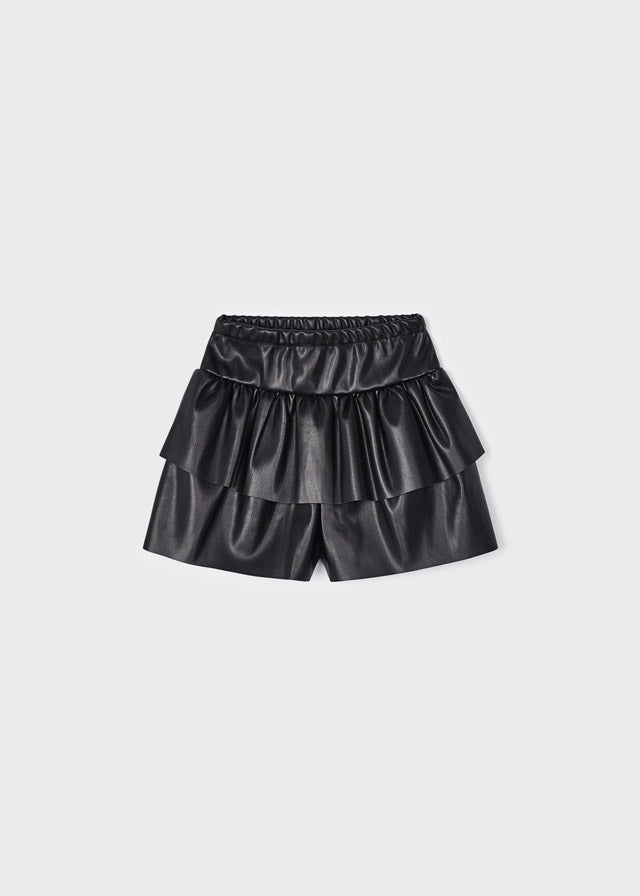 Faux Leather Tiered Shorts