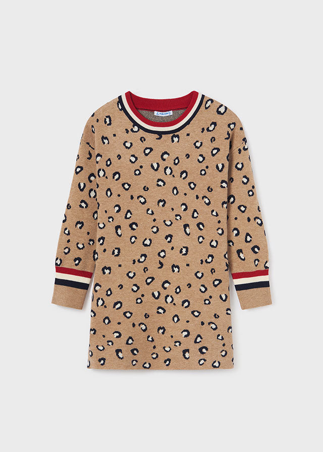 Tan Leopard Sweater Dress