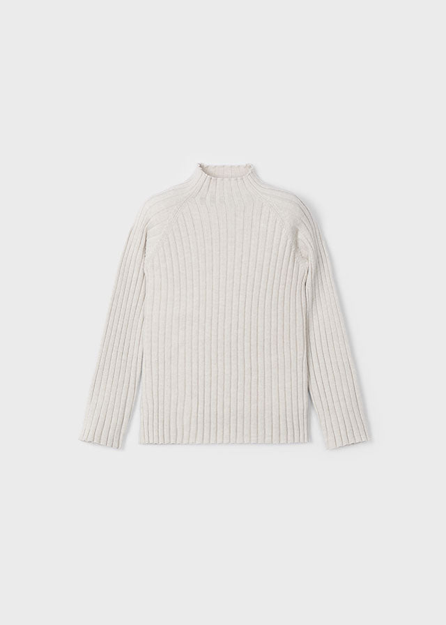 Mock -Neck Ribbed Sweater in Heather