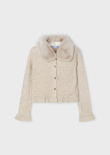 Load image into Gallery viewer, Knitted Cardigan With Faux-Fur Collar
