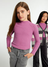 Load image into Gallery viewer, Mauve Mock Neck Ribbed Sweater
