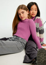 Load image into Gallery viewer, Mauve Mock Neck Ribbed Sweater
