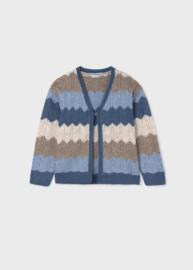 Beautiful Blue Multi-Stripe Knit Cardigan