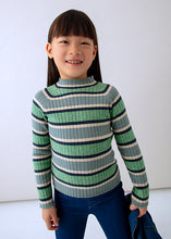 Load image into Gallery viewer, Sage Striped Mock Neck Knit Sweater
