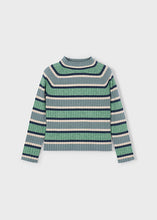 Load image into Gallery viewer, Sage Striped Mock Neck Knit Sweater
