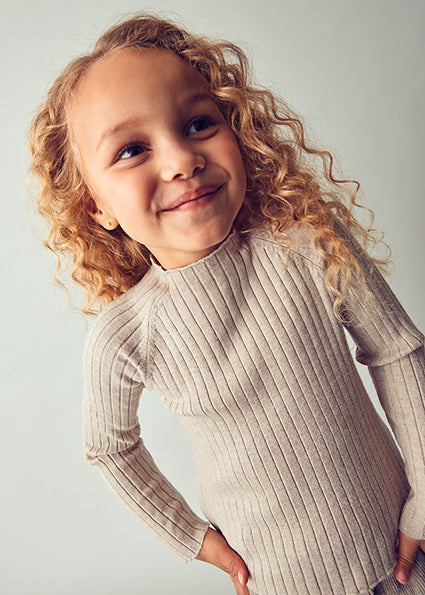 Heather Toffee Mock Neck Knit Sweater