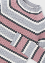 Load image into Gallery viewer, Heather Silver-Blush Striped Mock Neck Knit Sweater
