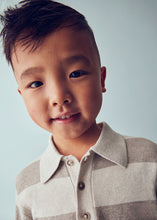 Load image into Gallery viewer, Cream/Toffee Striped Knit Polo Shirt
