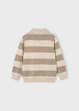Load image into Gallery viewer, Cream/Toffee Striped Knit Polo Shirt
