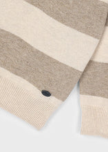 Load image into Gallery viewer, Cream/Toffee Striped Knit Polo Shirt
