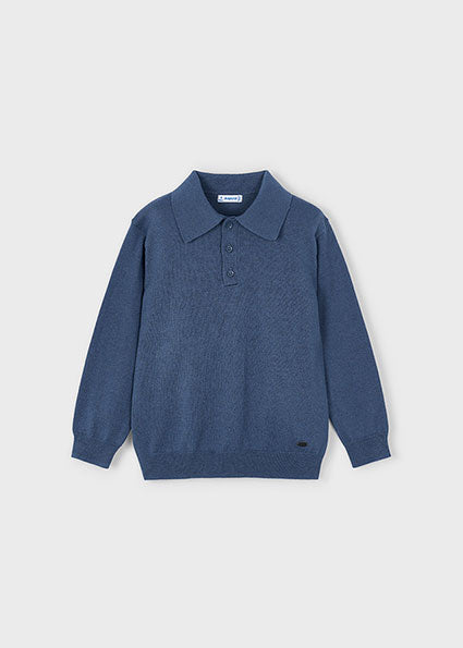 Slate Blue Knit Polo Shirt