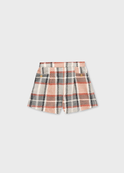 Girl's Plaid Metallic Detailed Bermuda Dressy Shorts