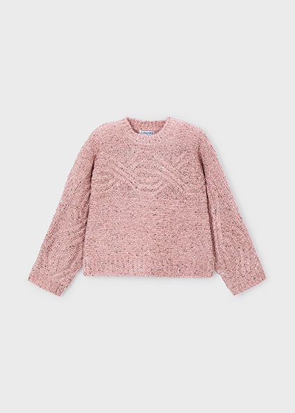 Knitted Sequin Detailed Girl's Sweater