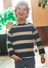 Load image into Gallery viewer, Boy&#39;s Navy/Cream Striped Knit Sweater
