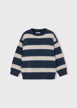 Load image into Gallery viewer, Boy&#39;s Navy/Cream Striped Knit Sweater

