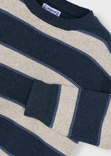 Load image into Gallery viewer, Boy&#39;s Navy/Cream Striped Knit Sweater
