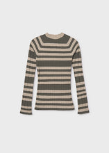 Load image into Gallery viewer, Khaki Rib Knit Mock Neck Sweater
