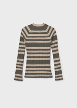 Load image into Gallery viewer, Khaki Rib Knit Mock Neck Sweater
