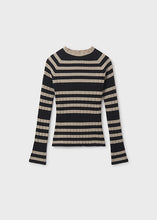 Load image into Gallery viewer, Black Sesame Rib Knit Mock Neck Sweater
