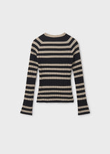 Load image into Gallery viewer, Black Sesame Rib Knit Mock Neck Sweater
