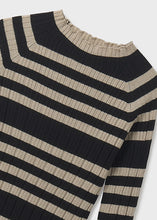 Load image into Gallery viewer, Black Sesame Rib Knit Mock Neck Sweater
