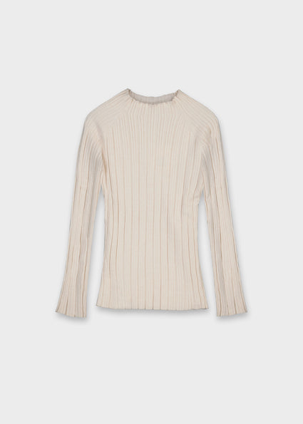 Oatmeal Rib Knit Mock Neck Sweater