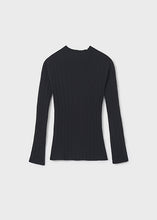 Load image into Gallery viewer, Black Rib Knit Mock Neck Sweater
