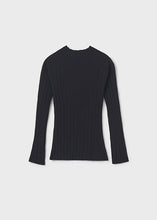 Load image into Gallery viewer, Black Rib Knit Mock Neck Sweater
