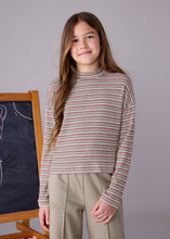 Load image into Gallery viewer, Rose Stripped Mock Neck Sweater
