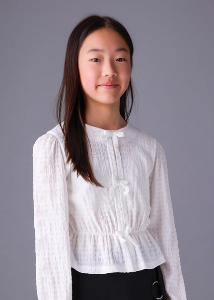 White Bow Tie Top