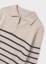 Load image into Gallery viewer, Heather Tapioca Knit Polo Sweater

