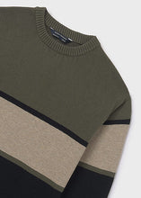 Load image into Gallery viewer, Boy&#39;s Olive/Black/Beige Color Block Knit Sweater
