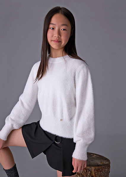 Faux Fur Ecru Sweater