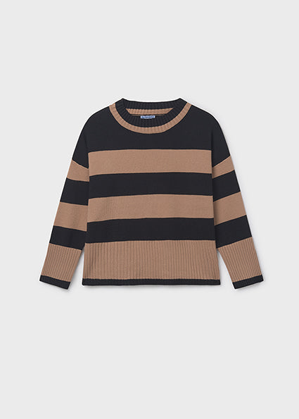 Girl's Ginger/Black Striped Knit Sweater