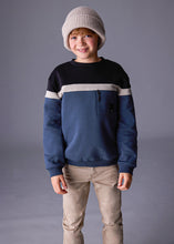 Load image into Gallery viewer, Black/Beige/Blue Block Sweater
