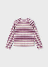 Load image into Gallery viewer, Gold Metallic/Rose/Cream Striped Mockneck Sweater
