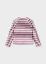 Load image into Gallery viewer, Gold Metallic/Rose/Cream Striped Mockneck Sweater
