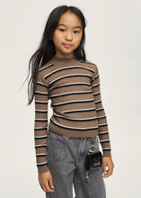 Load image into Gallery viewer, Taupe/Cream/Black/Grey  Girl's Knitted Mockneck Sweater

