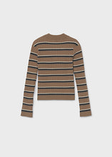 Load image into Gallery viewer, Taupe/Cream/Black/Grey  Girl's Knitted Mockneck Sweater
