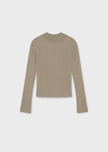 Load image into Gallery viewer, Taupe Girl's Knitted Mockneck Sweater
