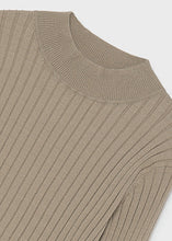 Load image into Gallery viewer, Taupe Girl's Knitted Mockneck Sweater
