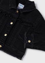 Load image into Gallery viewer, Black Ruffle Denim Jacket
