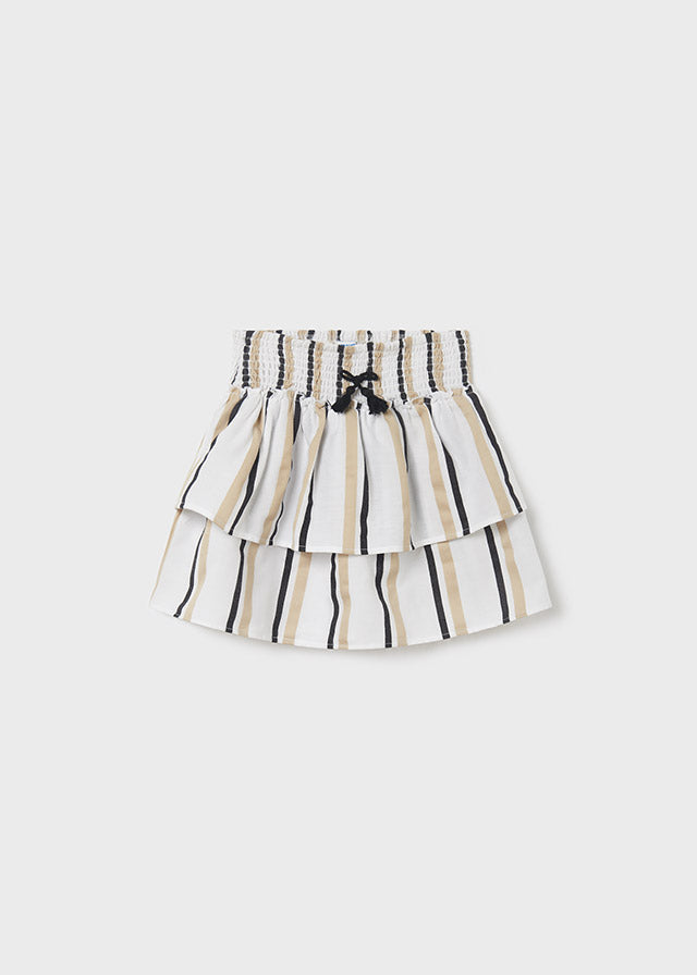 Neutral Stripes Smocked Skirt