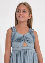 Load image into Gallery viewer, Ruffled Denim Bow Dress
